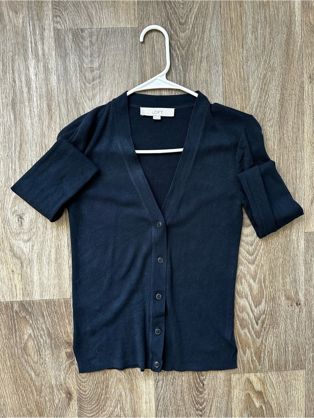 LOFT Navy Blue V-Neck Long Sleeve Button Down Cardigan Knit Sweater Women’s XS